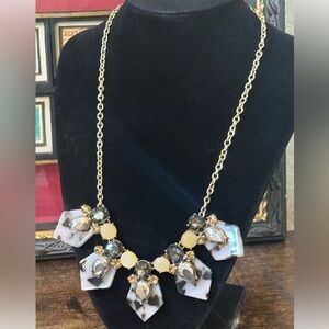 Loft Bold Faceted Bead Gold Tone Statement Necklace